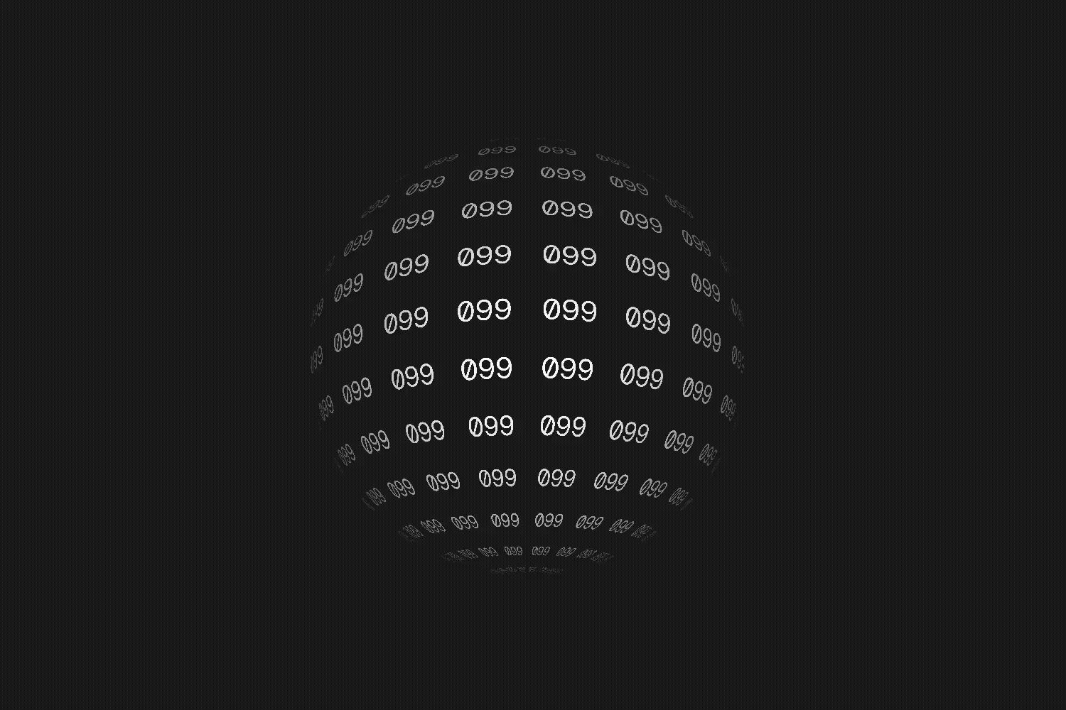 3D globe filled with 099 slowly rotating