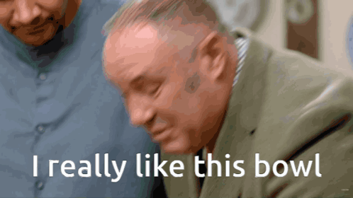 A man crying and saying "I really like this bowl"