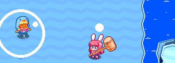 The same pixel art as above but sliding across the screen during gameplay