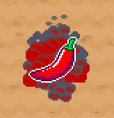 A floating red hot pepper emitting smoke