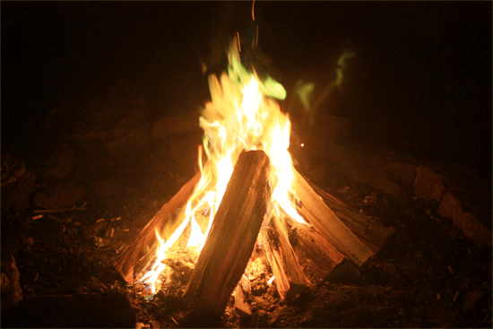 An animated gif of a campfire burning