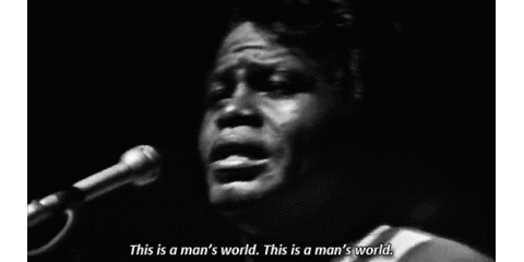 Gif de James Brown cantando: This is a man's world. This is a man's world.