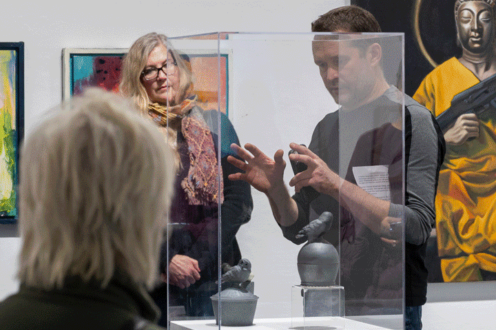 a looping sequence of images from the UAA Art Faculty Biennial Opening