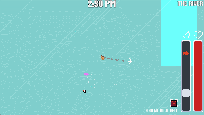 An old gameplay gif in which the player swings an anchor around to hit some fish.