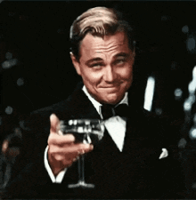 Leonardo Dicaprio toasting you as the wolf of Wall street