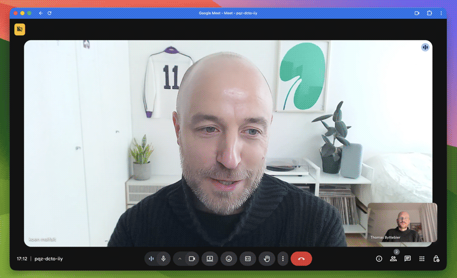 Sequence of images showing Koen Malfait's interview over Google Meet