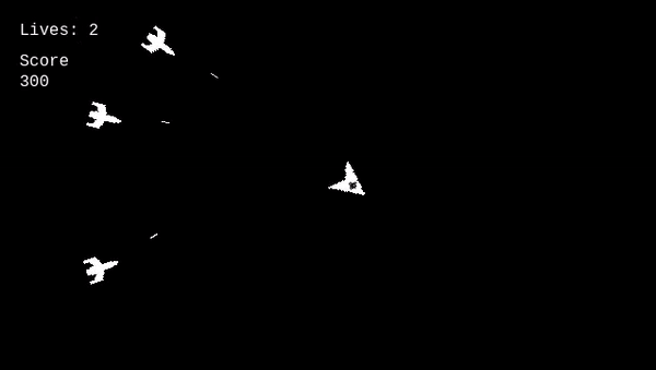 Gameplay of Last One Flying. The player shoots down three enemy ships while dodging their lasers