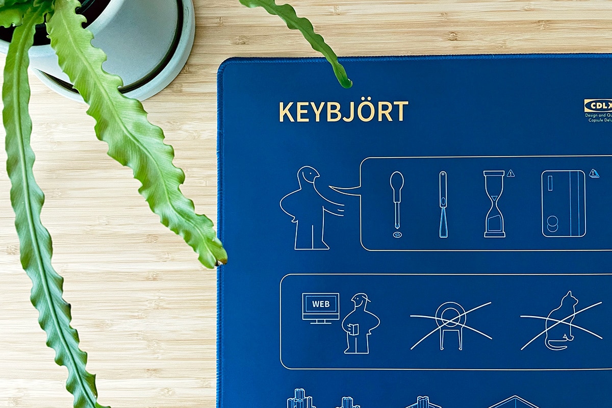 Keybjört deskmat in Nordic Blue colorway