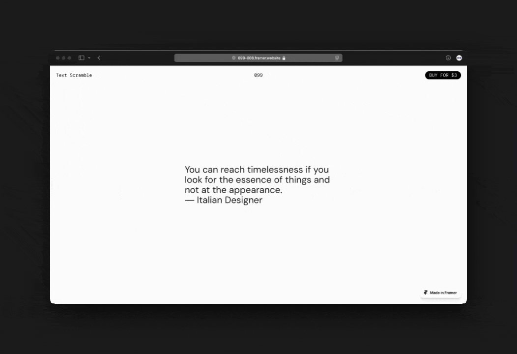 Demo of the animated text scramble effect