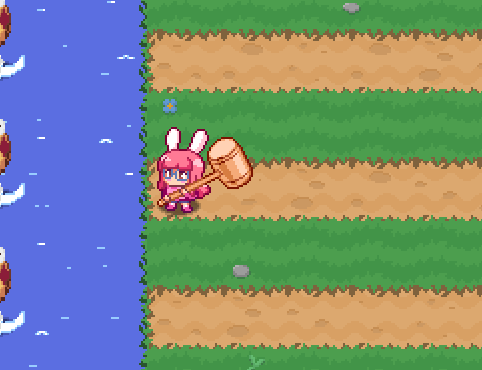 three cats jump out of the water. one of them lands on the player's head and bounces off it