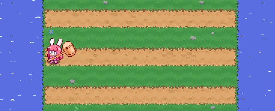 three cats jump out of the water. one of them repeatedly lands on the player's head as they walk along beneath it, until they bounce into some more water.