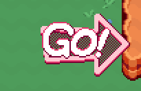 A bouncing arrow pointing to the right, with "GO!" written on it