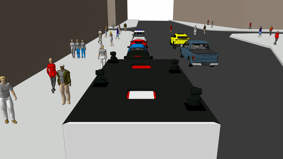 3D model of LED video truck with roof-mounted robotic cameras