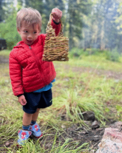 photos of children with handmade baskets