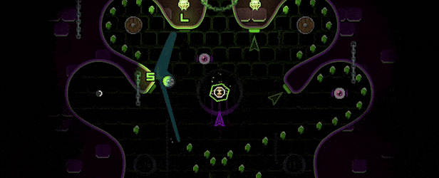 Animated GIF of gameplay of the pinball videogame Pinball Spire.