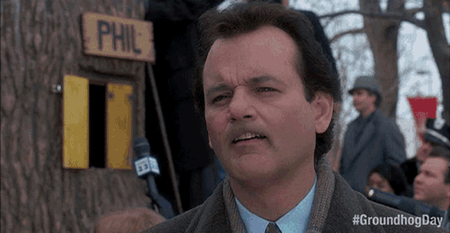 Two people make faces at each other