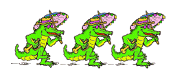three alligators dancing with umbrellas