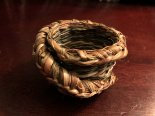 photos of mini baskets made with natural materials
