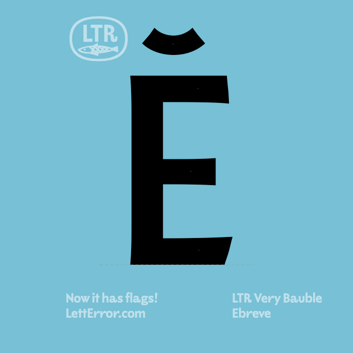 Animated Latin Capital Letter E with Breve. In all its Very Bauble glory.