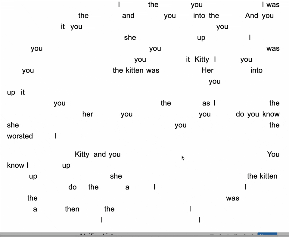 GIF of black words being revealed on a white webpage as a cursor highlights