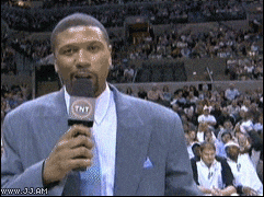 A GIF of someone throwing a towel on sports announcer Jalen Rose's head.