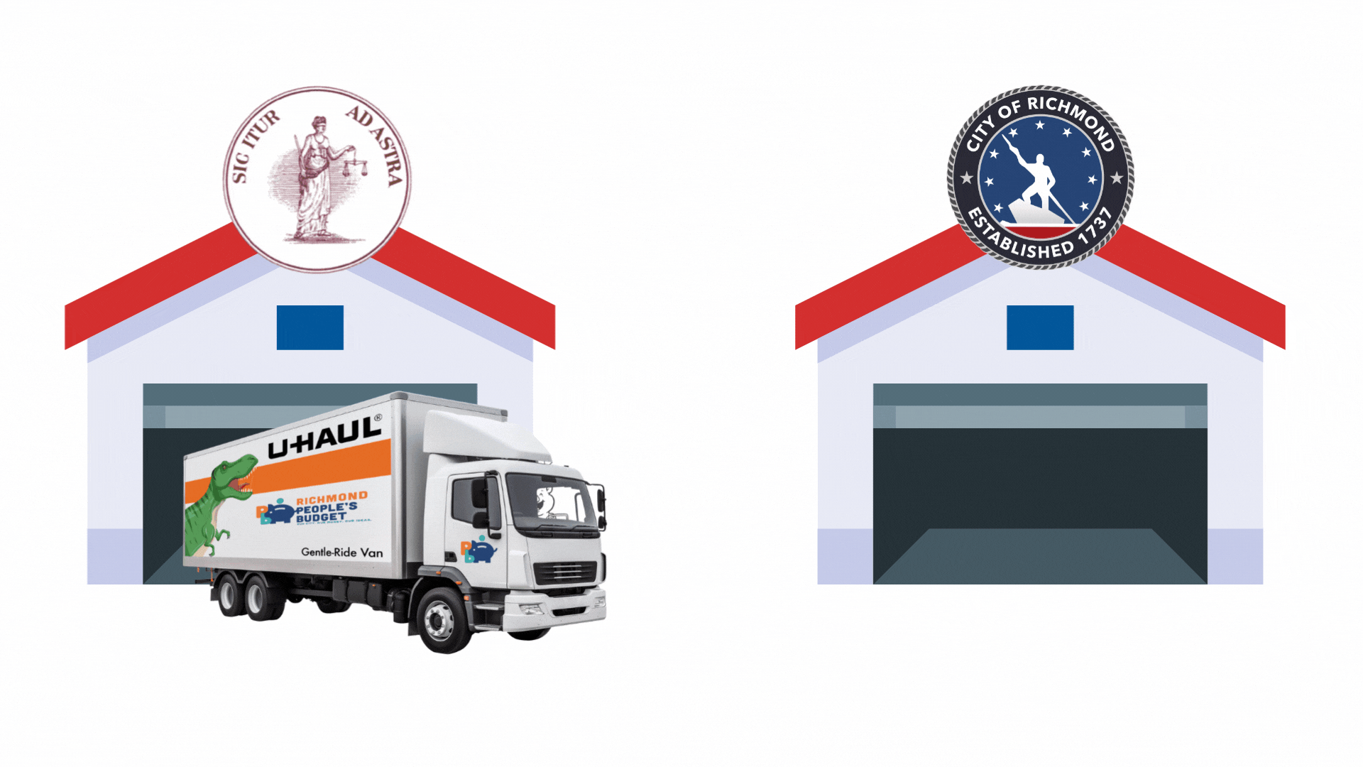 A moving van showing RVAPB moving from City Council to the City Administration.
