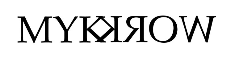 Description: MYK WORKork logo. MYK WORK in black text on white background. WORK is mirrored to MYK forming a diamond shape between the K’s