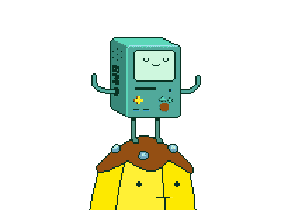 an adventure time character standing on top of a banana