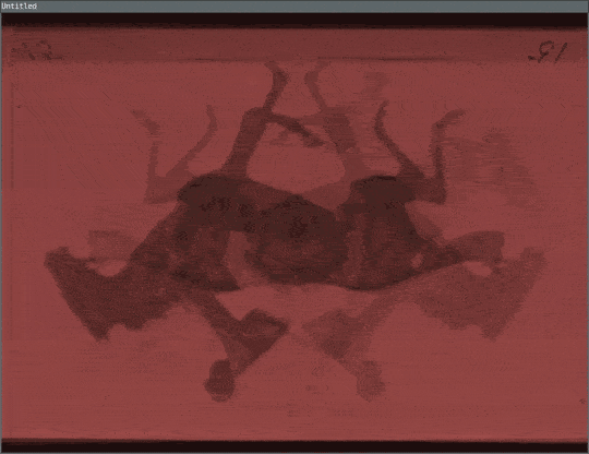 layered and rotated animations of galloping horse on pink background