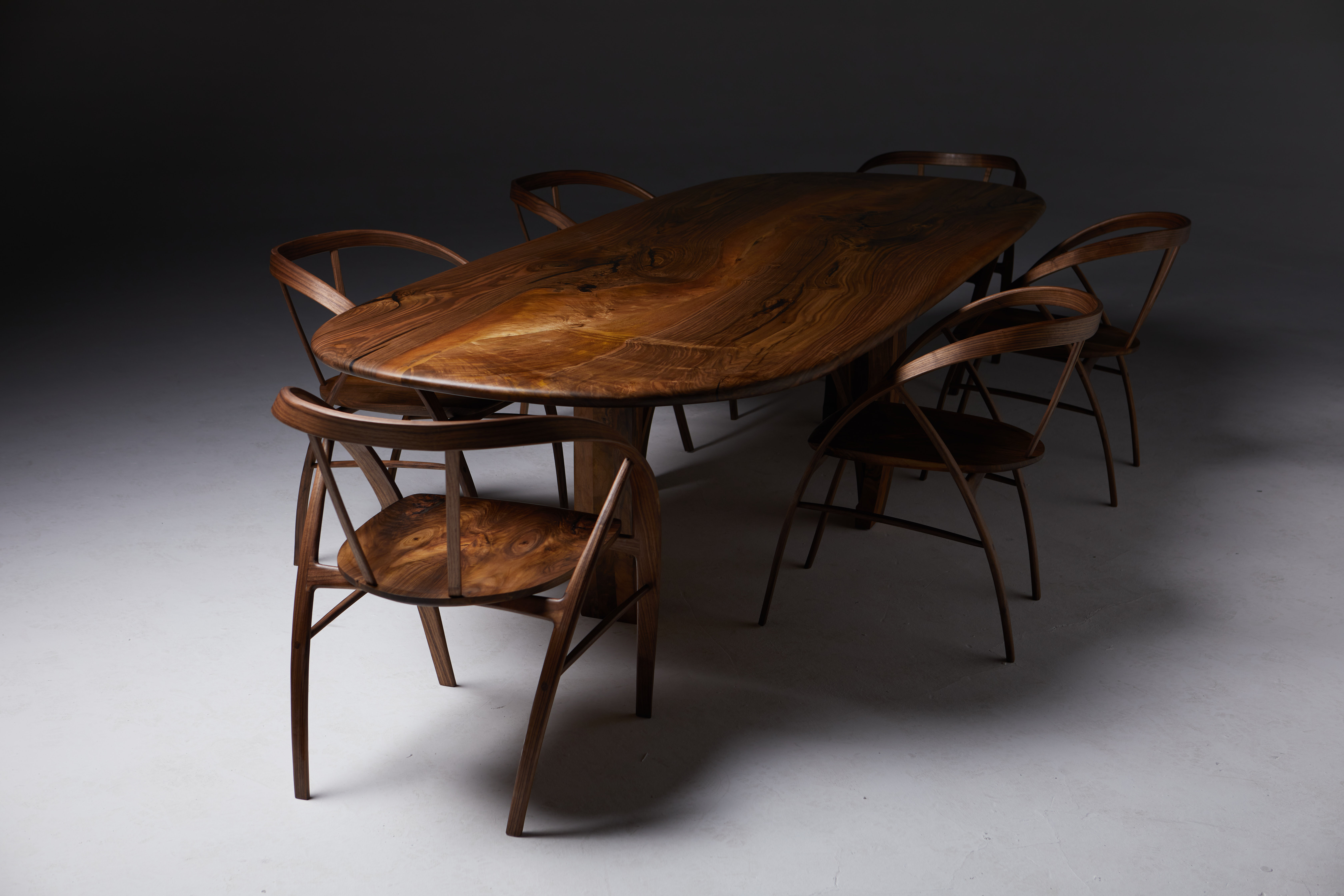 New work from JONATHAN FIELD: The Carol Bentwood Chair and Chapel Leg Table in English walnut.