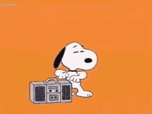 gif of snoopy jamming