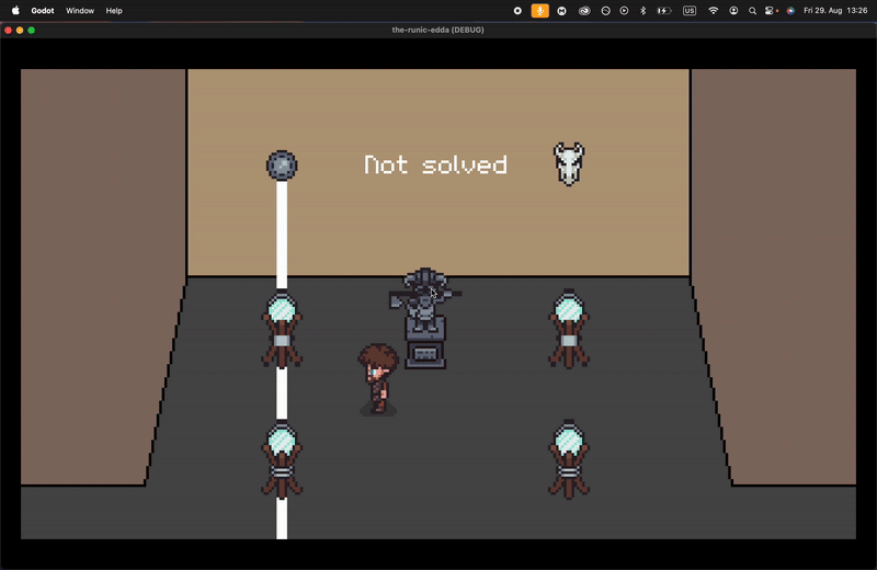 Puzzle showcase about moving mirror platforms to lead the light to a target.
